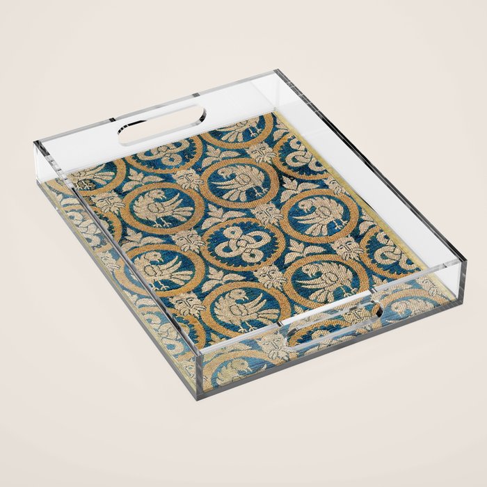 18th Century Spanish Textile Print Acrylic Tray Gallery Image 1