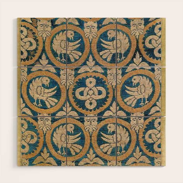 18th Century Spanish Textile Print Wood Wall Art Gallery Image 1