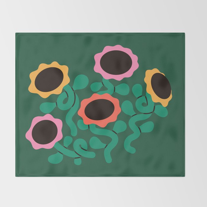 Colorful Abstract Sunflowers Throw Blanket Gallery Image 2