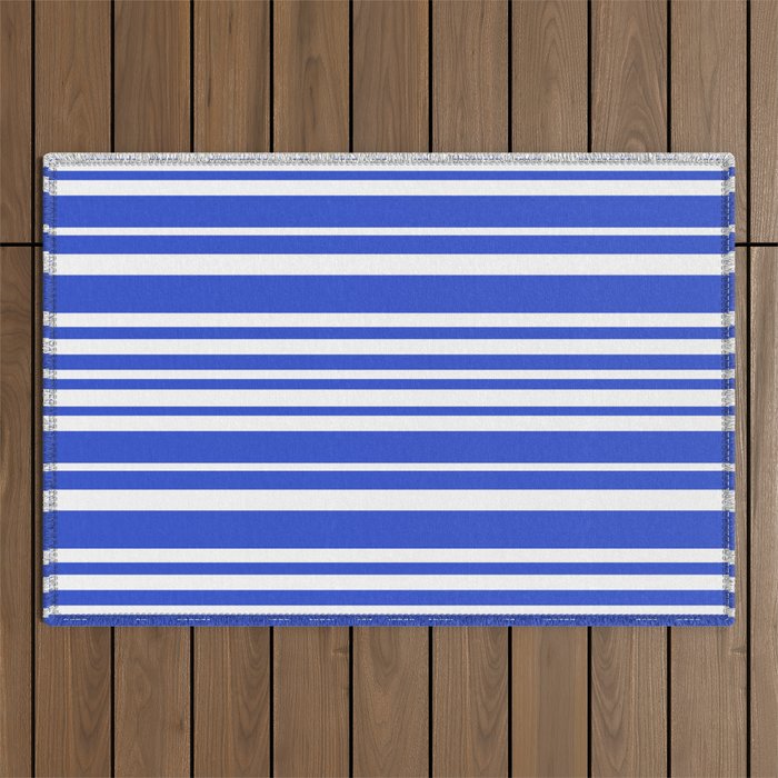  Classic Stripes XXXIV - Bright Blue Outdoor Rug Gallery Image 1