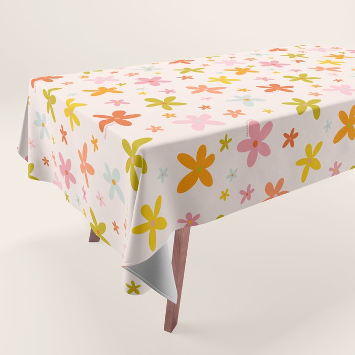 Rainbow Flower Print Tablecloth Gallery Image 1