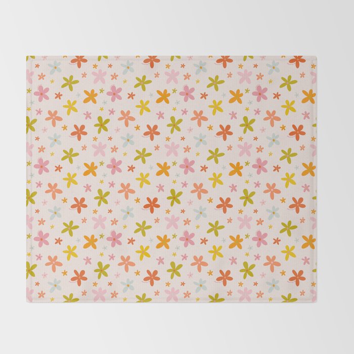 Rainbow Flower Print Throw Blanket Gallery Image 2