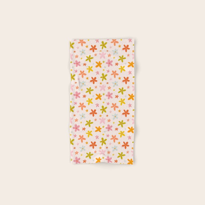Rainbow Flower Print Bath Towel Gallery Image 1