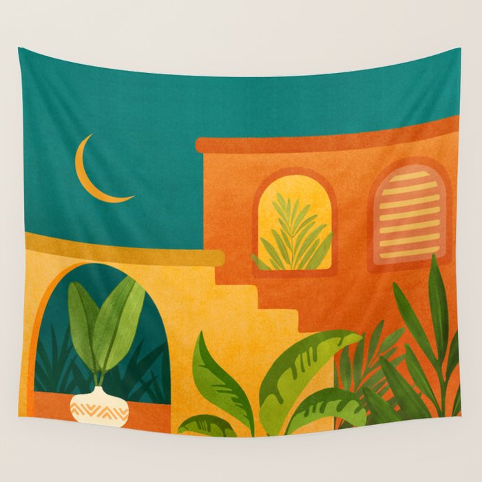 Moonlight Villa Colorful Landscape Wall Tapestry Gallery Image 4