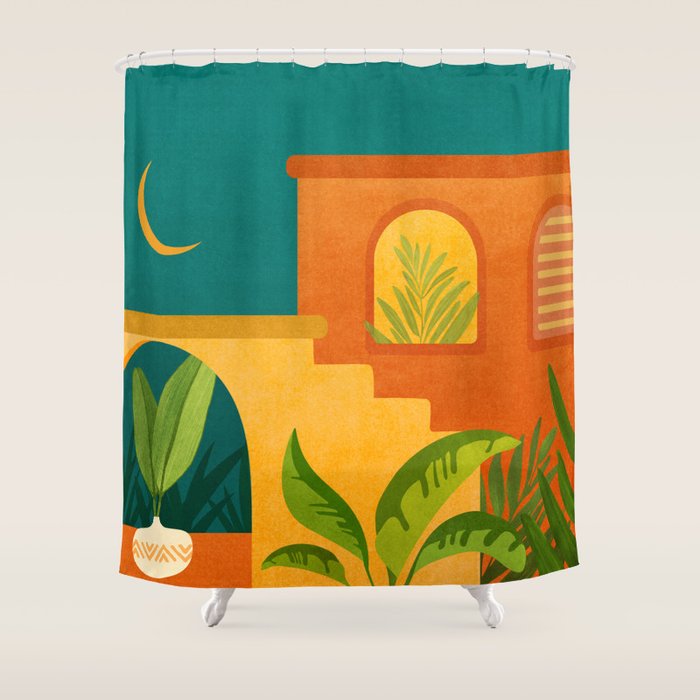 Moonlight Villa Colorful Landscape Shower Curtain Gallery Image 1