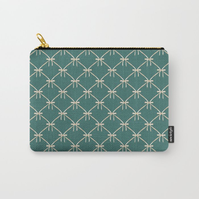 Bows & Ribbons Pattern XXXI Teal Green Carry All Pouch Gallery Image 1