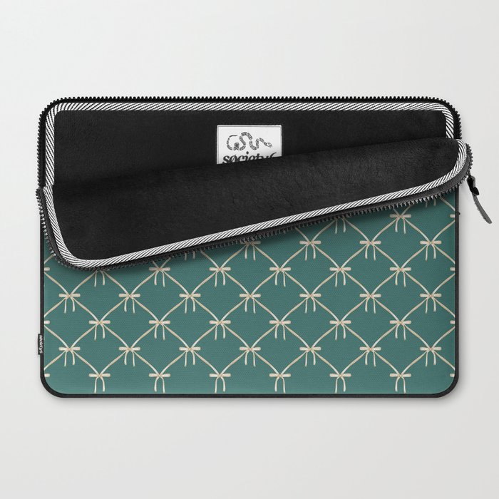 Bows & Ribbons Pattern XXXI Teal Green Laptop Sleeve Gallery Image 2