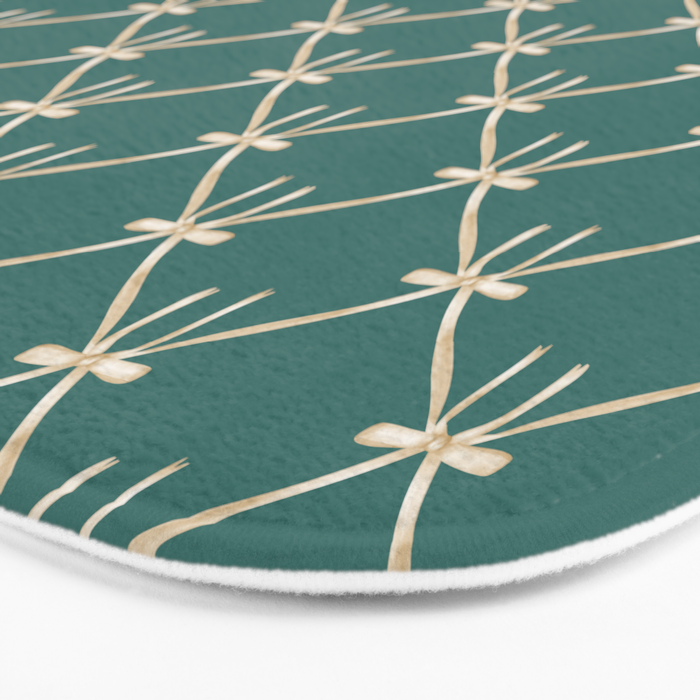 Bows & Ribbons Pattern XXXI Teal Green Bath Mat Gallery Image 3
