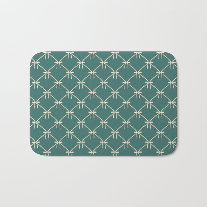 Bows & Ribbons Pattern XXXI Teal Green Bath Mat Gallery Image 1