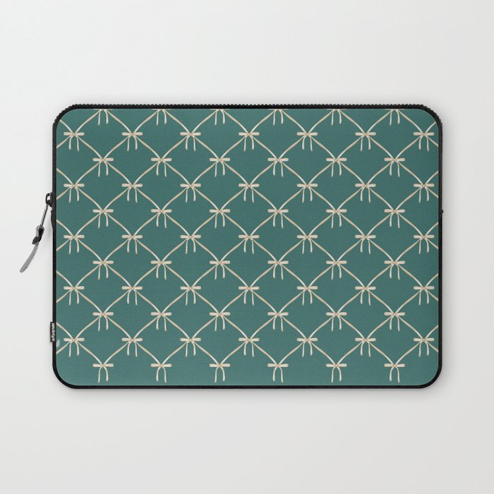 Bows & Ribbons Pattern XXXI Teal Green Laptop Sleeve Gallery Image 1
