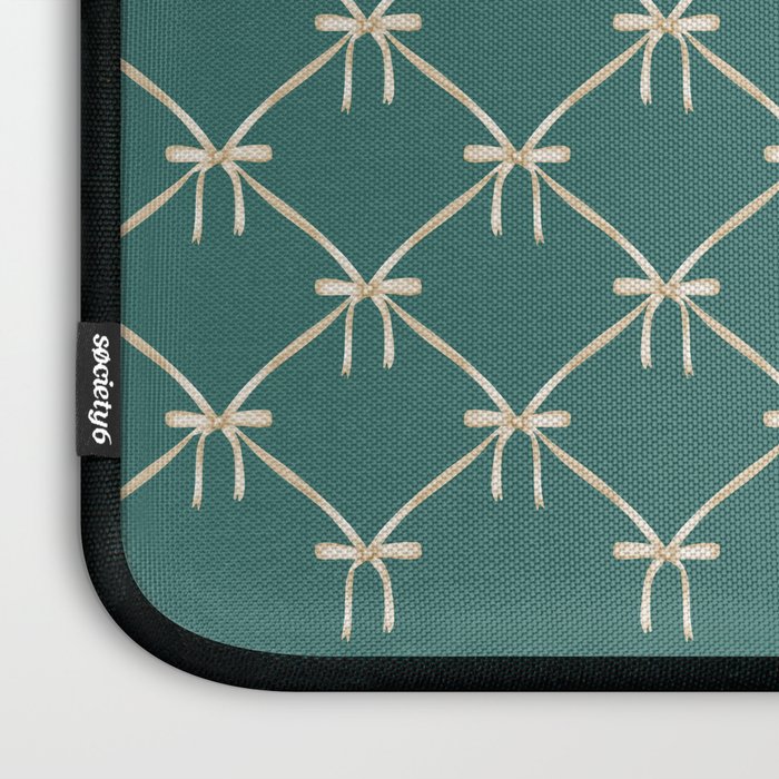 Bows & Ribbons Pattern XXXI Teal Green Laptop Sleeve Gallery Image 3