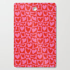 Red love heart checkered pattern Cutting Board Gallery Image 1
