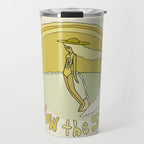 follow the sun lady slide // retro surf art by surfy birdy Travel Mug Gallery Image 1
