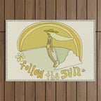 follow the sun lady slide // retro surf art by surfy birdy Outdoor Rug Gallery Image 1