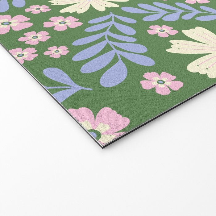 Whimsical Floral - Green, Blue, White and soft Pink Welcome Mat Gallery Image 2