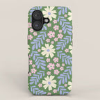 Whimsical Floral - Green, Blue, White and soft Pink iPhone Case Gallery Image 1