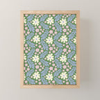 Whimsical Floral - Green, Blue, White and soft Pink Mini Art Print Gallery Image 1