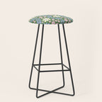 Whimsical Floral - Green, Blue, White and soft Pink Stool Gallery Image 1