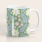 Whimsical Floral - Green, Blue, White and soft Pink Coffee Mug Gallery Image 1