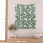Whimsical Floral - Green, Blue, White and soft Pink Wall Tapestry Gallery Image 2