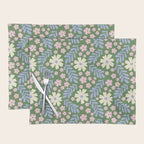 Whimsical Floral - Green, Blue, White and soft Pink Placemat Gallery Image 1
