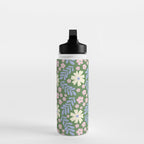 Whimsical Floral - Green, Blue, White and soft Pink Water Bottle Gallery Image 3