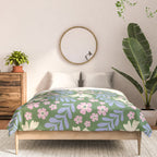 Whimsical Floral - Green, Blue, White and soft Pink Comforter Gallery Image 3