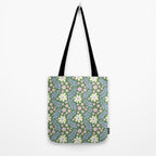 Whimsical Floral - Green, Blue, White and soft Pink Tote Bag Gallery Image 2