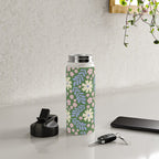 Whimsical Floral - Green, Blue, White and soft Pink Water Bottle Gallery Image 4