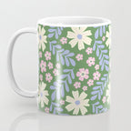 Whimsical Floral - Green, Blue, White and soft Pink Coffee Mug Gallery Image 3