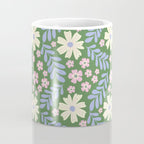 Whimsical Floral - Green, Blue, White and soft Pink Coffee Mug Gallery Image 4