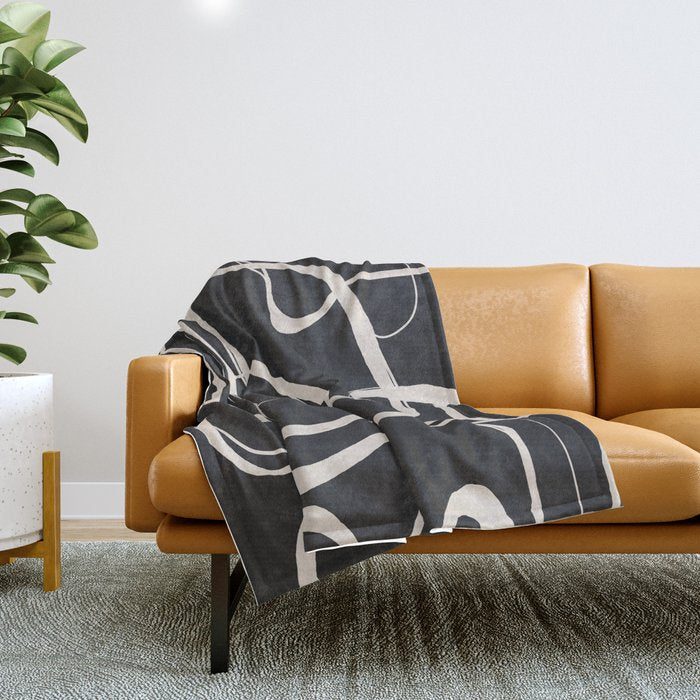 Modern Minimalist One Line Art 1 Throw Blanket Gallery Image 1