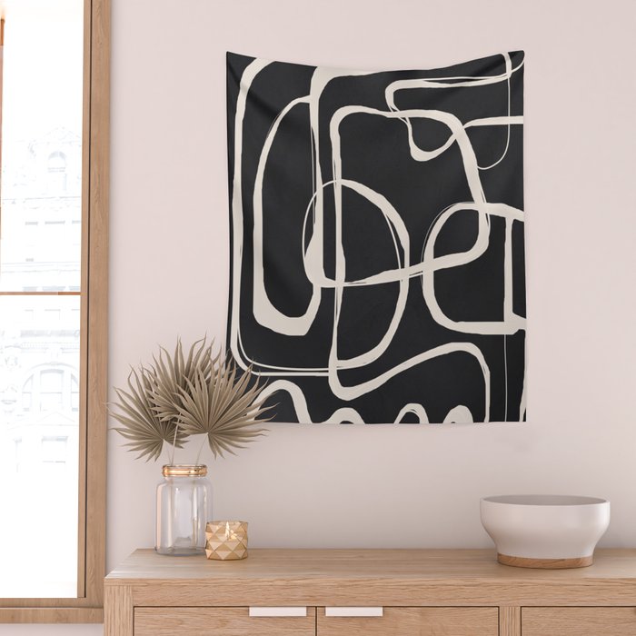 Modern Minimalist One Line Art 1 Wall Tapestry Gallery Image 2