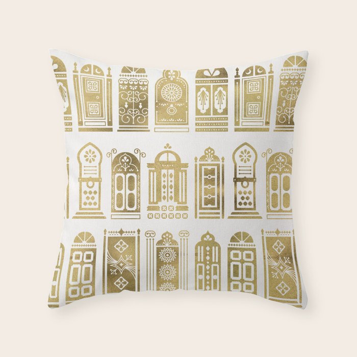 Moroccan Doors - Gold Palette Throw Pillow Gallery Image 6