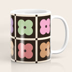 Colorful Flowers and Black & White Patchwork Gingham  Coffee Mug Gallery Image 1