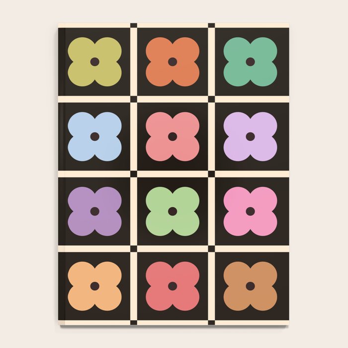 Colorful Flowers and Black & White Patchwork Gingham  Notebook Gallery Image 4