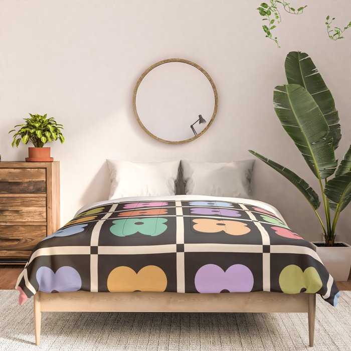 Colorful Flowers and Black & White Patchwork Gingham  Comforter Gallery Image 3