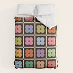 Colorful Flowers and Black & White Patchwork Gingham  Duvet Cover Gallery Image 6