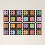 Colorful Flowers and Black & White Patchwork Gingham  Welcome Mat Gallery Image 1