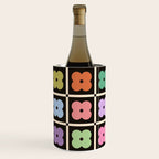 Colorful Flowers and Black & White Patchwork Gingham  Wine Chiller Gallery Image 3