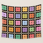 Colorful Flowers and Black & White Patchwork Gingham  Wall Tapestry Gallery Image 4