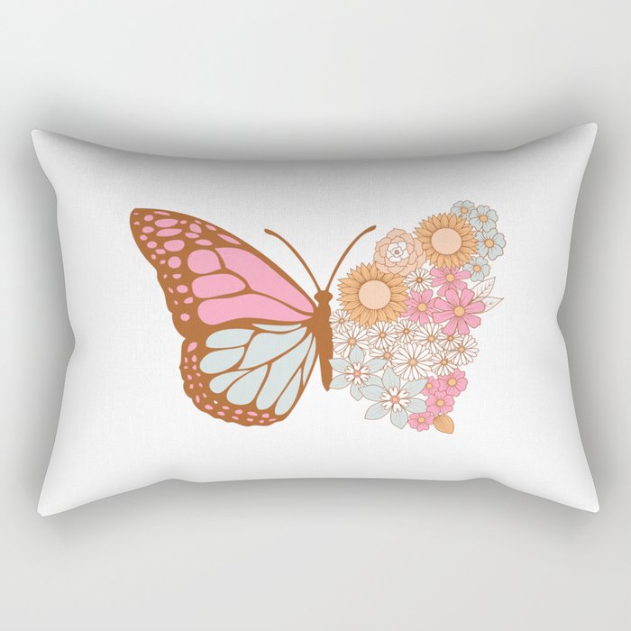 Vintage Floral Butterfly Rectangular Pillow Gallery Image 2