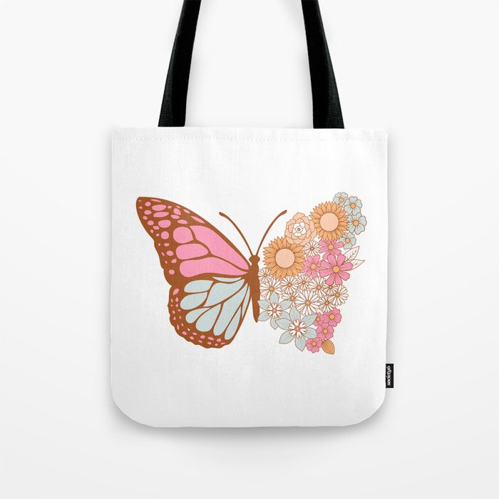 Vintage Floral Butterfly Tote Bag Gallery Image 1