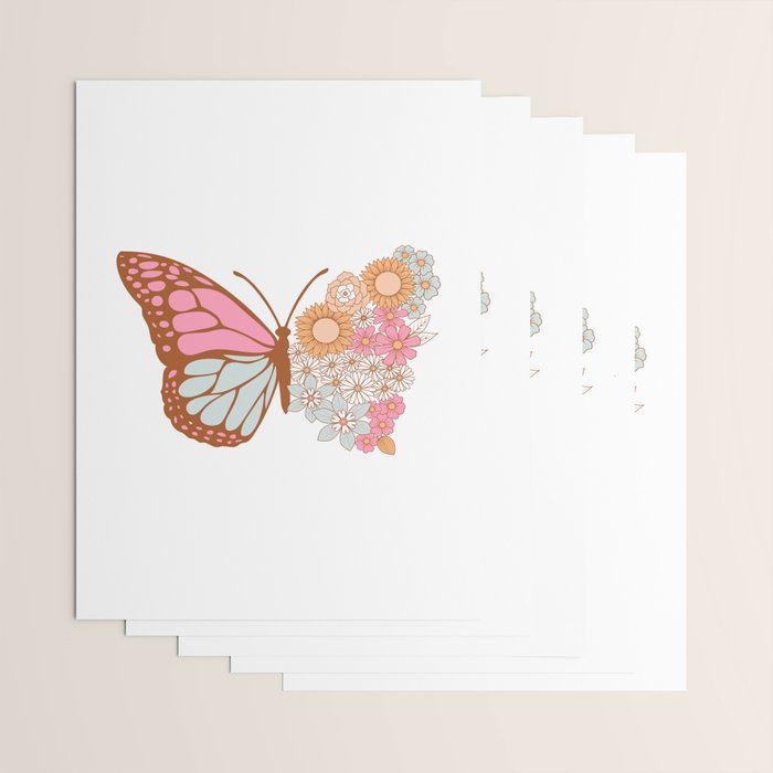 Vintage Floral Butterfly Wrapping Paper Gallery Image 3