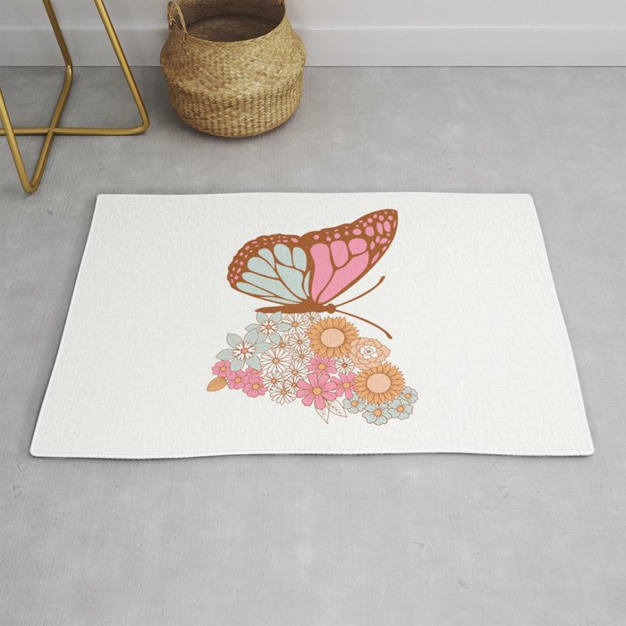 Vintage Floral Butterfly Rug Gallery Image 1