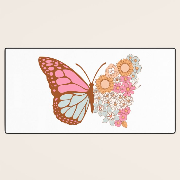 Vintage Floral Butterfly Desk Mat Gallery Image 3