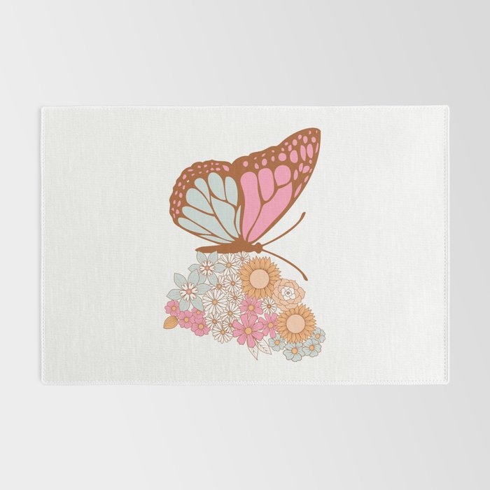 Vintage Floral Butterfly Rug Gallery Image 2