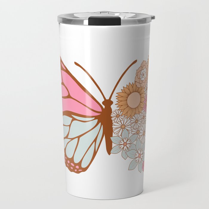 Vintage Floral Butterfly Travel Mug Gallery Image 1