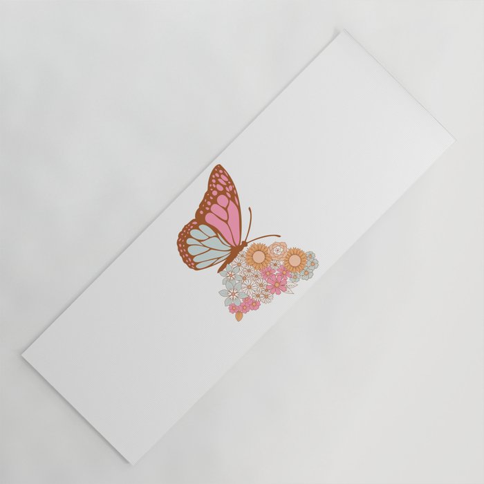 Vintage Floral Butterfly Yoga Mat Gallery Image 1