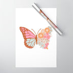 Vintage Floral Butterfly Wrapping Paper Gallery Image 1
